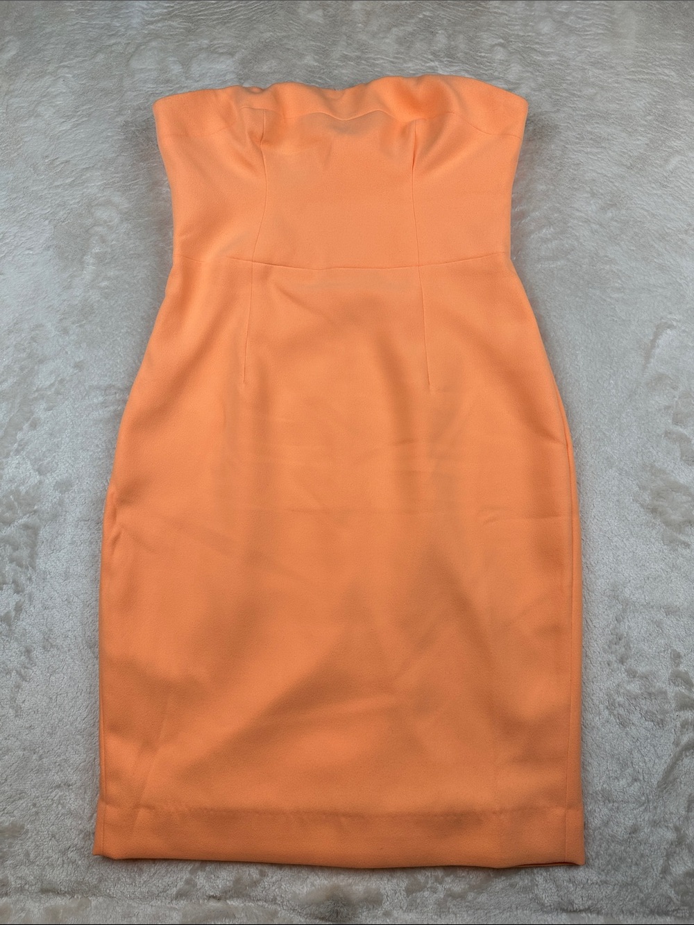 House of London Strapless Bodycon Midi Dress Peach Orange Size M Cocktail Party